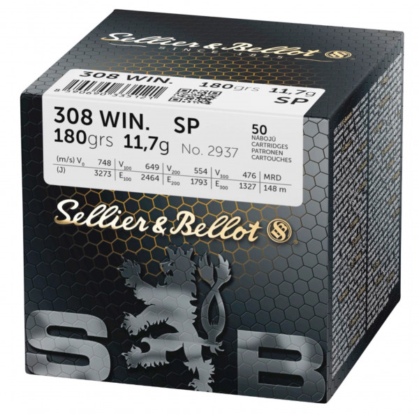 Sellier & Bellot 155482 .308 Win. Teilmantel SP 11,7g/180grs. 50 Stck