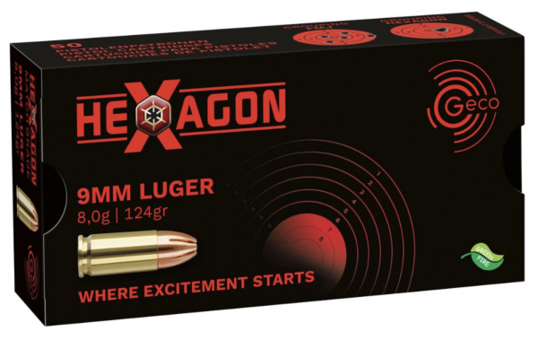 GECO 2318840 9 mm Hexagon 8 g 124 gr Pistolenmunition Bleifrei