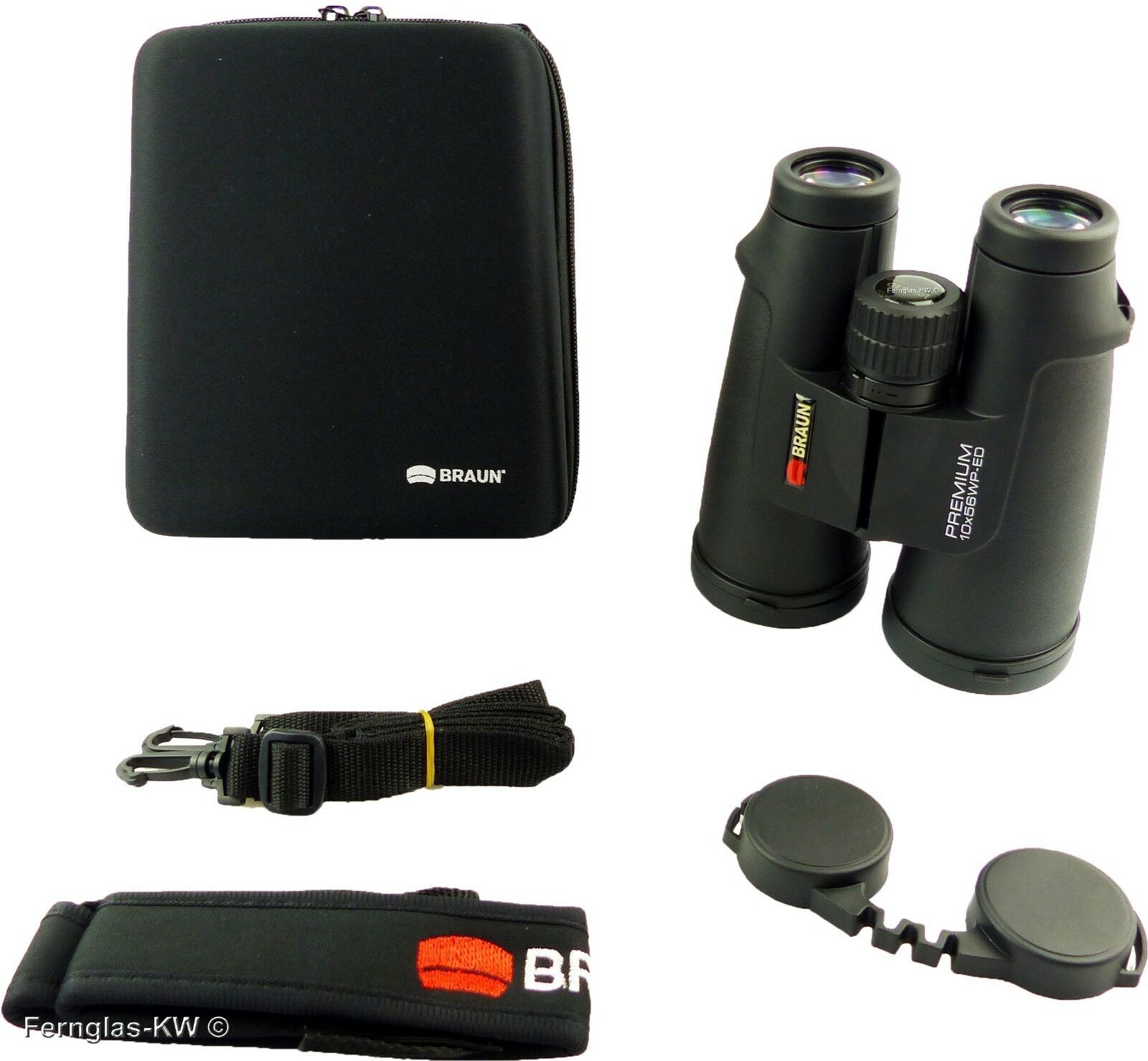Braun Fernglas 10X56 WP-ED Ansitz Pirsch Jagdfernglas mit Tragetasche und Riemen Braun Fernglas 10X56 WP-ED Ansitz Pirsch Jagdfernglas mit Tragetasche und Riemen