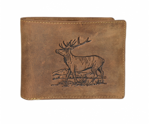 Greenburry Vintage Scheintasche Geldbörse extra Ausweisfach Leder braun Hirsch 1702-Stag-3-25