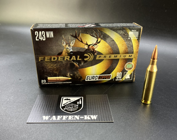 Federal Premium .243 Win Euro Copper bleifrei 5,5g 85grs. 20 Stück