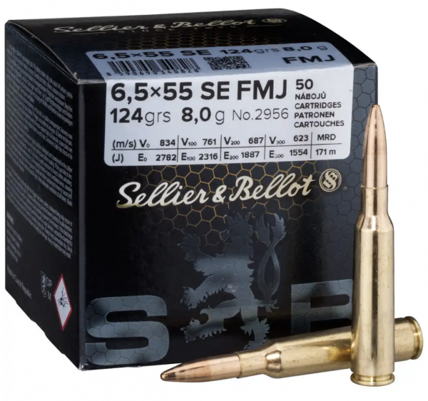 Sellier & Bellot 171317 6,5x55 FMJ 8,0g 124grs. 50St.