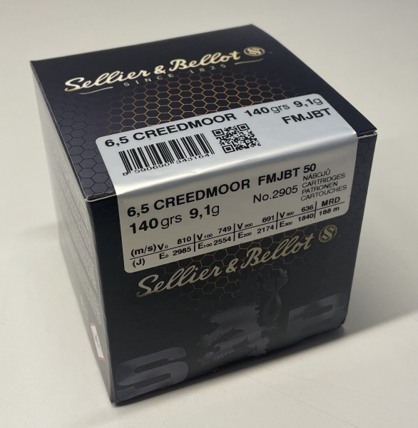 Sellier & Bellot 2027681 6,5 Creedmoor FMJBT 140grs. 9,1g 50St.