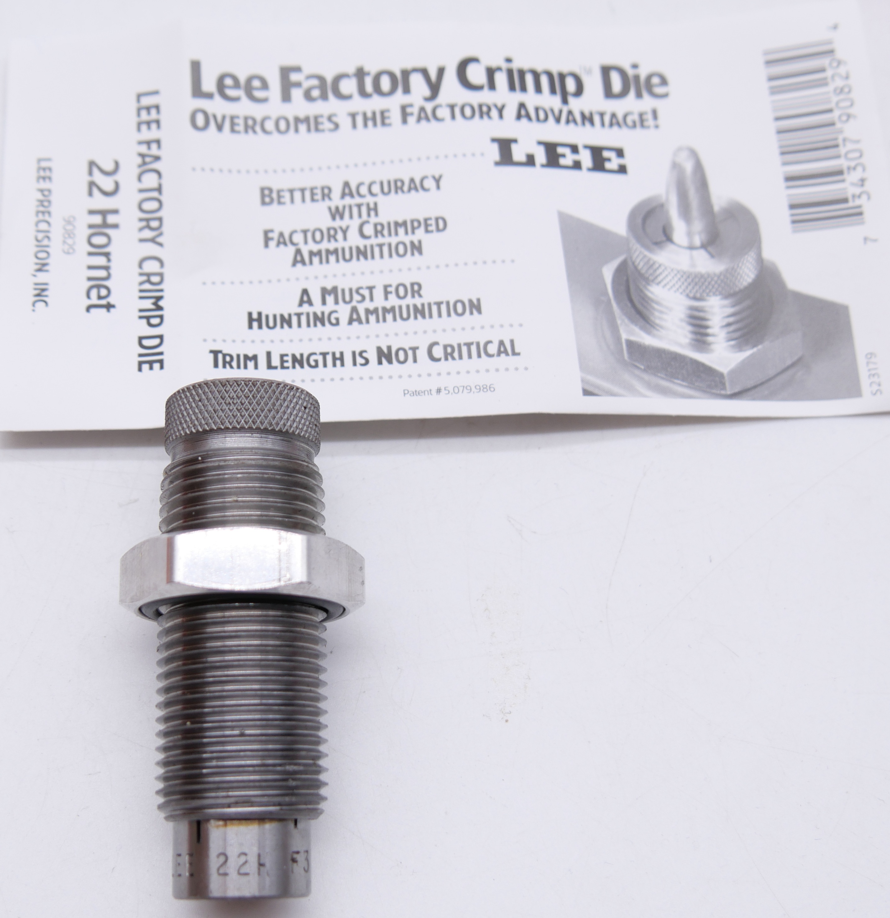 Lee Precision Factory Crimp Die For 22 Hornet / 221 Fireball - #90829, Made In USA