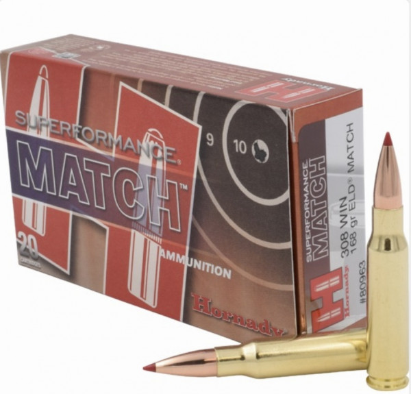 Hornady 80963 Munition .308 Win. 168grs. ELD Match Superformance 20 Stück