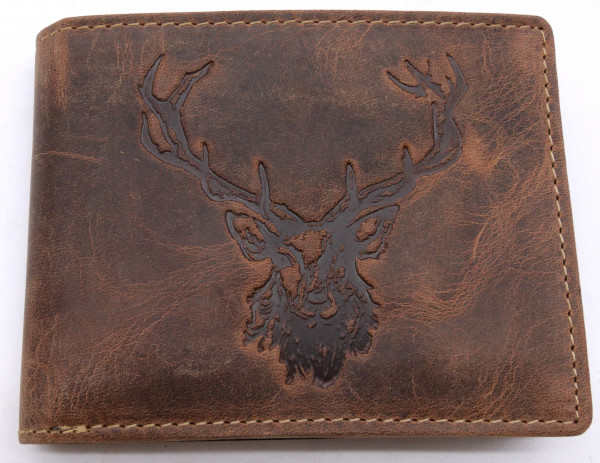 Greenburry Leder Geldbörse braun Vintage Animal Collection Hirschkopf Royal Stag 1705-RS-25