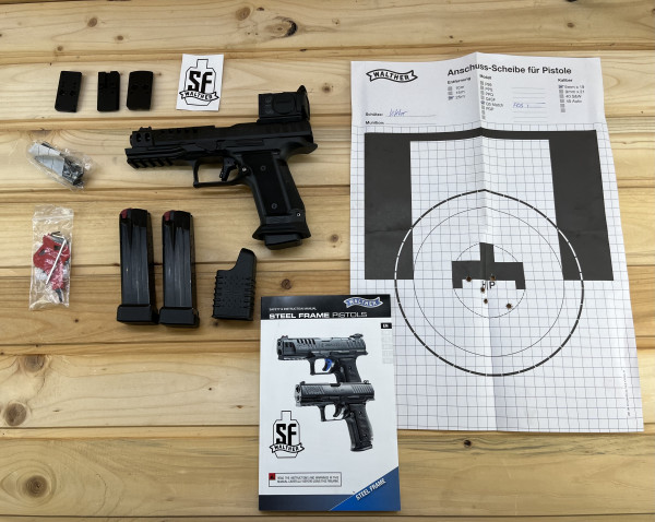 Vorführwaffe Carl Walther Q5 Match SF Black Ribbon 9x19 Pistole + Aimpoint Acro C-2 mit Adapterplate
