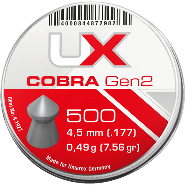 Umarex 4.1927 UX Cobra UX Cobra Diabolos Gen2 cal. 4,5 mm (.177) Diabolo, Spitzkopf 0,49 g 500 Stück