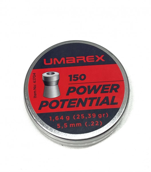 Umarex 4.1704 Power Potential Pellets Diabolos Runddose .22cal 150Stk. 5,5mm 1,64g 23,39gr