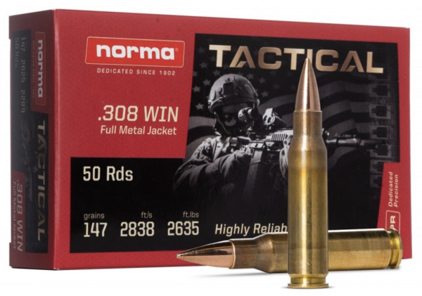 Norma .308 Win. Vollmantel Tactical 9,5g 147grs. Langwaffenmunition
