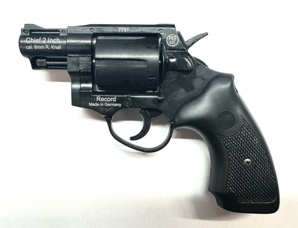 Record Revolver CHIEF 2" Pal. .380 Knall schwarz-matt Kunststoffgriffschalen