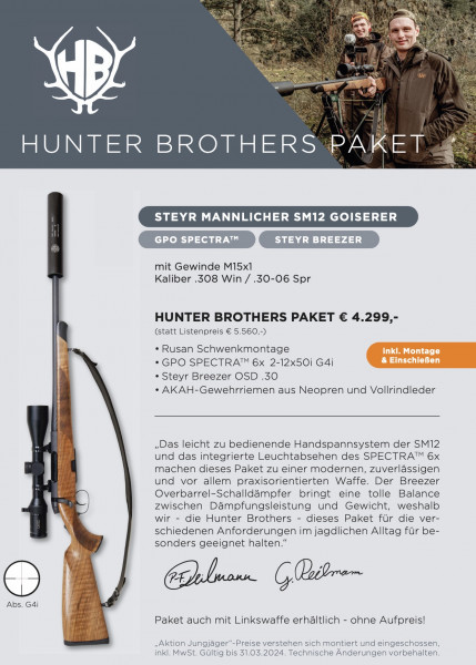 Steyr Hunter Brothers Paket Jungjägerpaket SM12 Goisers .308 Win./.30-06 Spring M15x1
