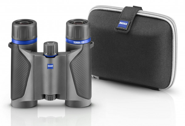 ZEISS Terra ED Pocket 10x25 Fernglas mit Tragriemen und Tasche black-grey