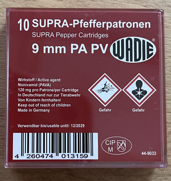 WADIE 44-9033 Pfeffermunition 9mm P.A. PV für Schreckschusswaffen Pyro