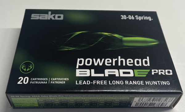 Sako 133001247 .30-06 Spring. Powerhead Blade Pro SP 10,5g 162grs bleifrei 20Schuss